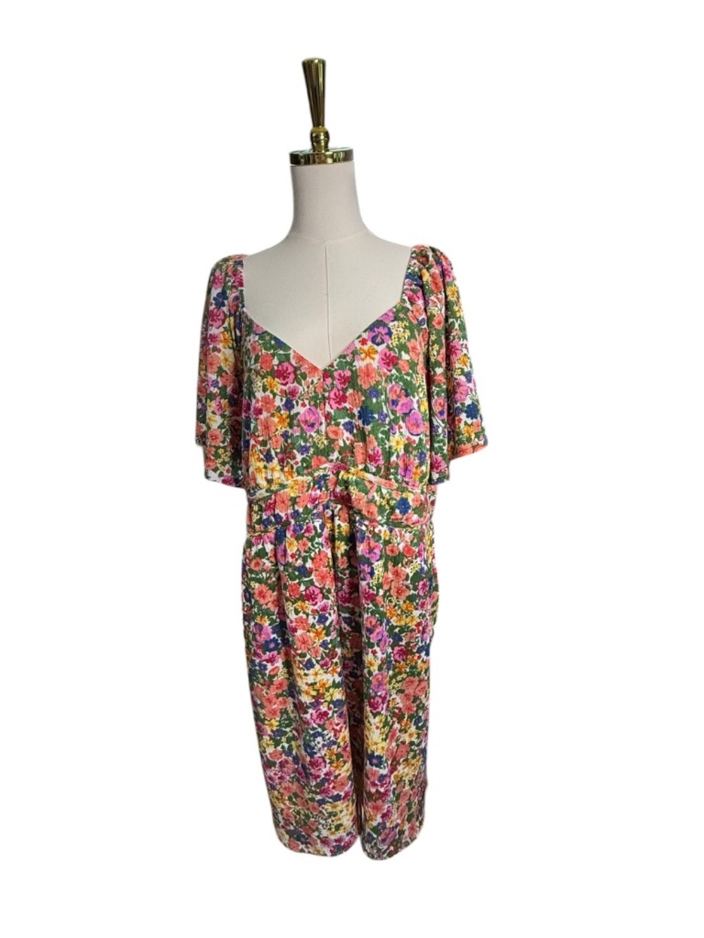 Cato Floral Midi Dress in Pink, Yellow, Green & Blue Size 18 / 20 W